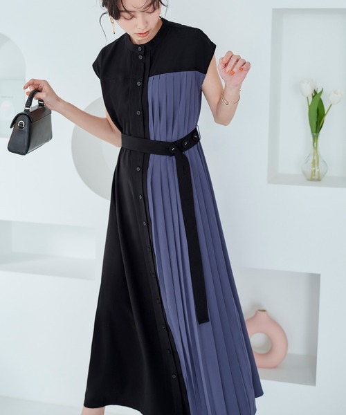 新品　RUIRUE BOUTIQUE プリーツワンピース S ルイルエブティック RUIRUE BOUTIQUE ドッキングプリーツ