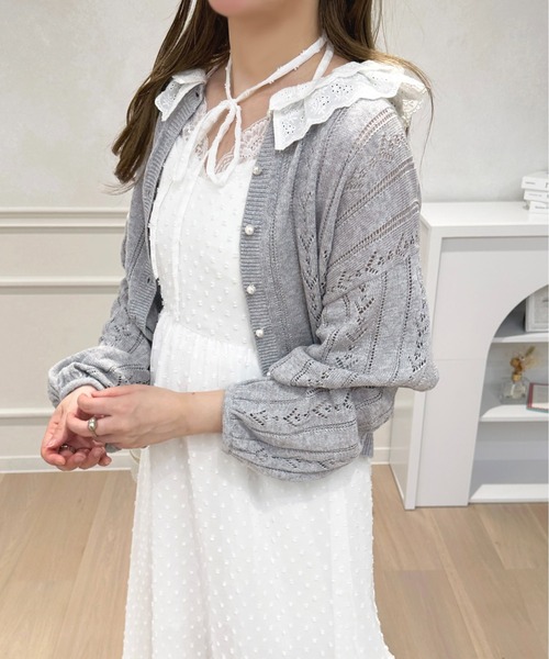 カーディガン 「あかちゃすコラボアイテム」コットンレースフリル