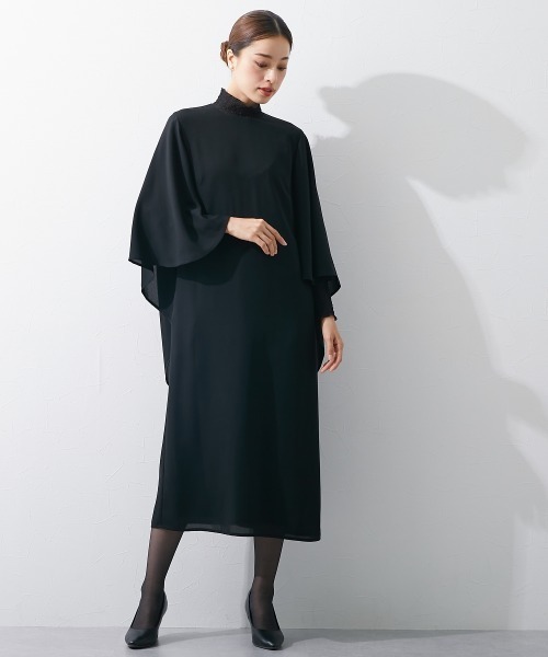 セレモニースーツ セットアップ 喪服・礼服｜日本製生地｜洗える｜防しわ（イージーケア）｜ケープ｜ワンピース｜ロング丈｜きれいめ｜「Callarus」_9