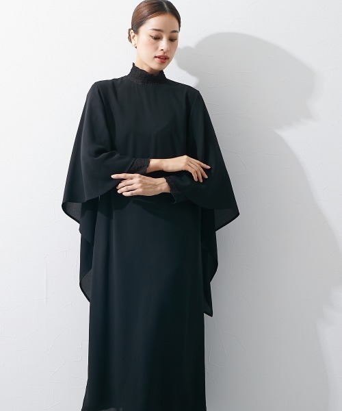セレモニースーツ セットアップ 喪服・礼服｜日本製生地｜洗える｜防しわ（イージーケア）｜ケープ｜ワンピース｜ロング丈｜きれいめ｜「Callarus」_7