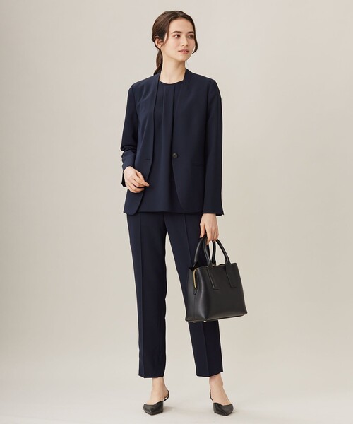ジャケット ノーカラージャケット ライトストレッチノーカラー ジャケット レディース
