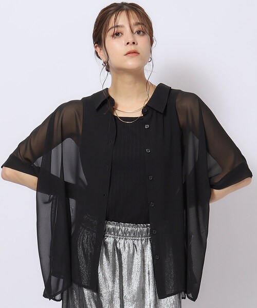 ブラウス シャツ soft bubble sheer shirt(ソフトシアーバブルシャツ) レディース BAB ブラウス シャツ シアーショートシャツブラウス レディース