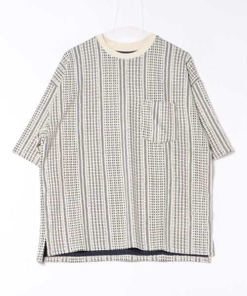Revo. tシャツ ジオメストライプジャガード半袖Teeシャツ メンズ