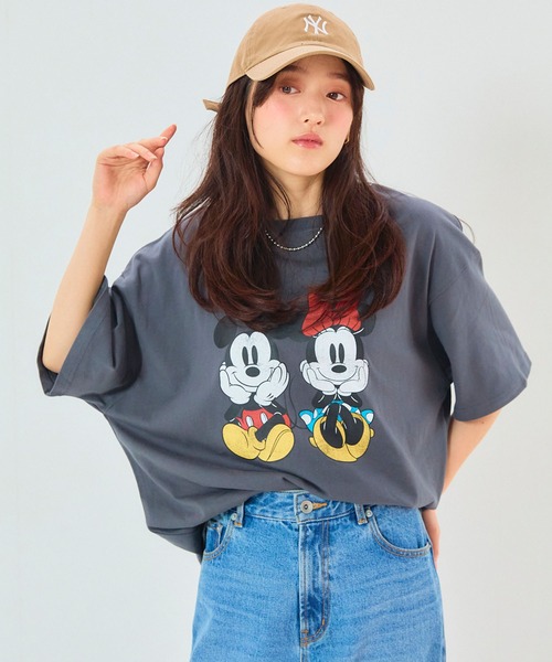 【Disney】US Disney Parks ミッキー＆ミニー 半袖Tシャツ Disney/ディズニー】ミッキー＆ミニープリント半袖Tシャツ chara
