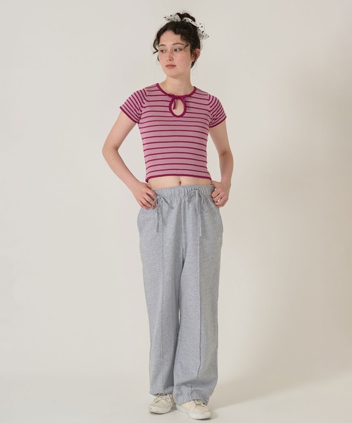 tシャツ 半袖 ボーダーニットプルオーバー TINA：JOJUN レディース 半袖 ボーダーニットプルオーバー TINA：JOJUN（Tシャツ