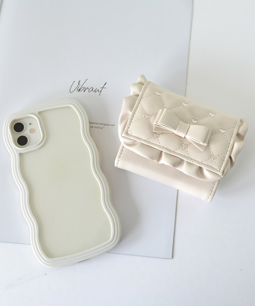 SecretDoor 財布 ハート 刺繍 キルト リボン フリル ボックス