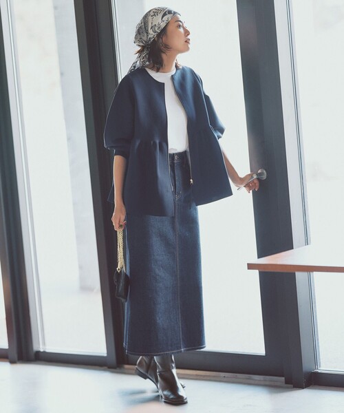 【美品】VERY×UNFILO コラボ 2way ペプラム　カーディガン VERY×UNFILOコラボ】2WAY ペプラムカーディガン / UNFILO L