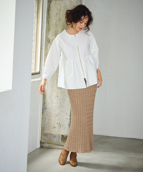 VERY×UNFILOコラボ 2WAY ペプラムカーディガン 白 新品 L UNFILO カーディガン 「VERY×UNFILOコラボ」2WAY ペプラム