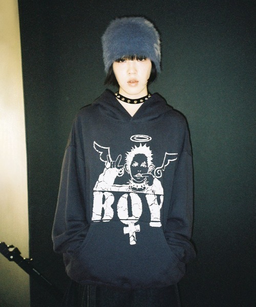 パーカー A'GEM/9 × .kom 「NICE GHOST CLUB/ナイスゴーストクラブ」 ANGEL BOY HOODIE/エンゼルボーイフー