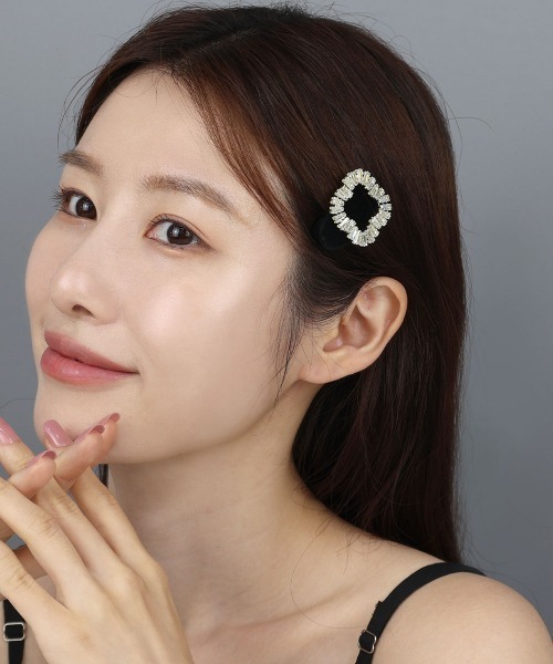 CEMO NEMO（セモネモ） ヘアピン ベロア ビジュー ミニヘアピン