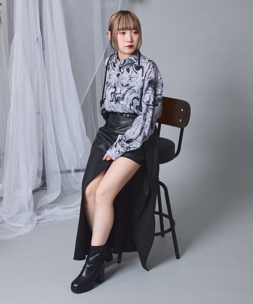 Mavie..7 スカート 「Mavie..7」ベルト付きスリットスカート