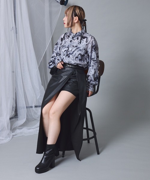 Mavie..7 スカート 「Mavie..7」ベルト付きスリットスカート