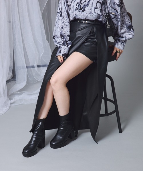 【Mavie..7】ベルト付サイドスリットスカパン Mavie..7（メヴィセットゥ）の「【Mavie..7】ベルト付きスリット