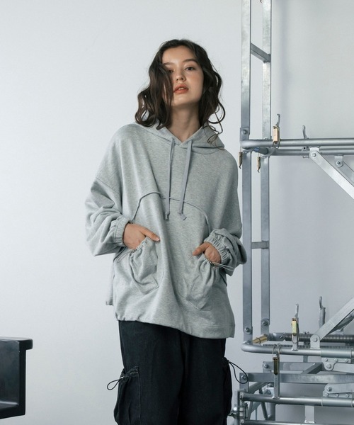 IEDASWAM スウェット　パーカー Gaphos（ガフォス） パーカー ドロストポケット切り替えスウェット