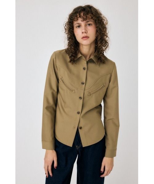 ブラウス シャツ CURVE POCKET DETAIL シャツ レディース