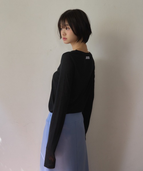 smyeon ラグランロングスリーブカットソー Smyeon tシャツ Sheer long sleeve tops / シアーロングスリーブ