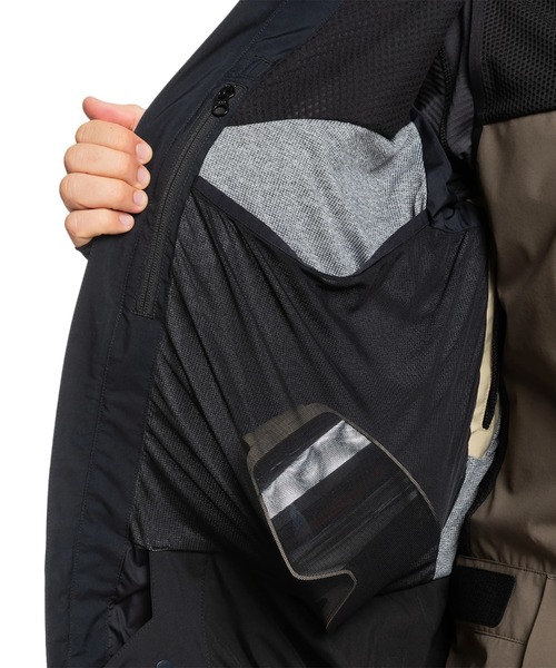 QUIKSILVER フード付きスノーボードジャケット M 黒/グレー Quiksilver マウンテンパーカー ウインドブレーカー FOREVER