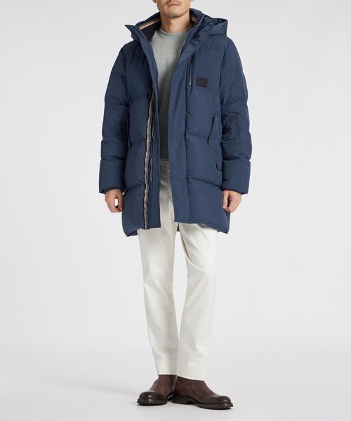 あおけん　ボールスミス　ファー付きダウンジャケット Paul Smith ダウンジャケット ダウン シグネチャーストライプ