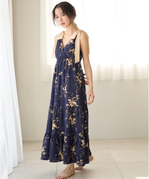 snidel home 肩リボンワンピース　パジャマ SNIDEL HOME パジャマ ルームウェア ショルダーリボンワンピース