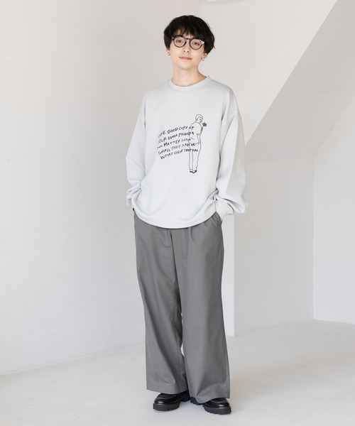 REVER REACT ワイドパンツカジュアルパンツ グレー　スラックス REVER REACT ワイドパンツカジュアルパンツ グレー スラックス