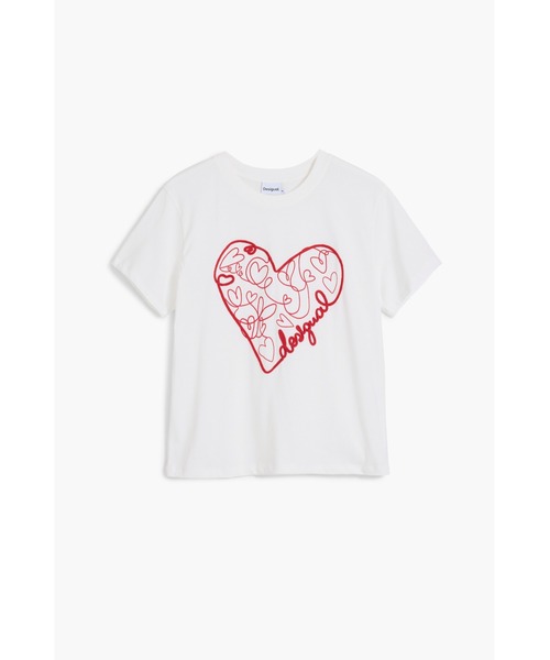 Desigual tシャツ TSCORA ハートスケッチ Tシャツ レディース