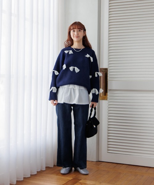 ニット セーター エアリーリボンニット レディース flower（ファッション） ニット セーター エアリーリボンニット