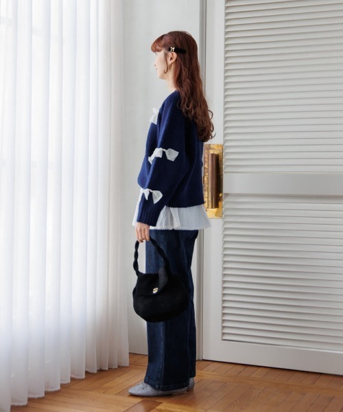 ニット セーター エアリーリボンニット レディース flower（ファッション） ニット セーター エアリーリボンニット