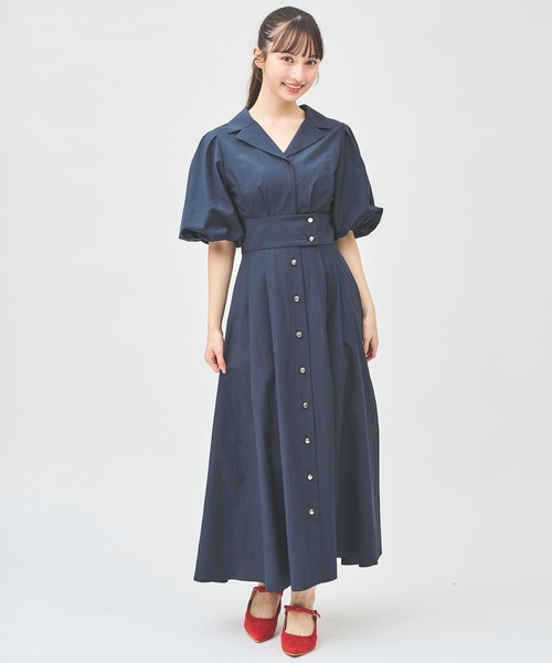 ドールカラー ハイウエスト シャツワンピース 半袖 パフスリーブ 楽天市場】【店内SALE】 バイカラー シャツ ワンピース ツートン