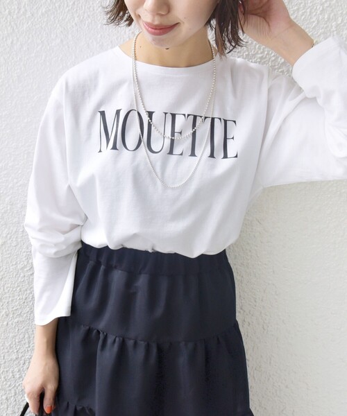 SHIPS for women / シップスウィメン 〈洗濯機可能〉プラチナヴェール 長袖 ロゴ TEE SHIPS tシャツ 「洗濯機可能」プラチナヴェール 長袖 ロゴ TEE