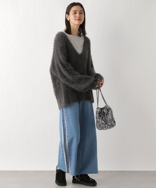 「LEPSIM」 Vネックニット FREE チャコールグレー レディース_画像8