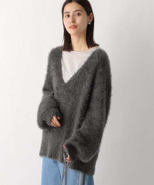 「LEPSIM」 Vネックニット FREE チャコールグレー レディース_画像9