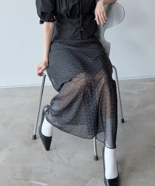 UNE MANSION スカート 「インナースカート付き」ウエストゴム