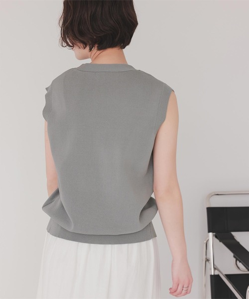 ベスト ジレ ベーシックニットベスト レディース molk ベスト ジレ 「molk」サイドスリットメランジVネックニット