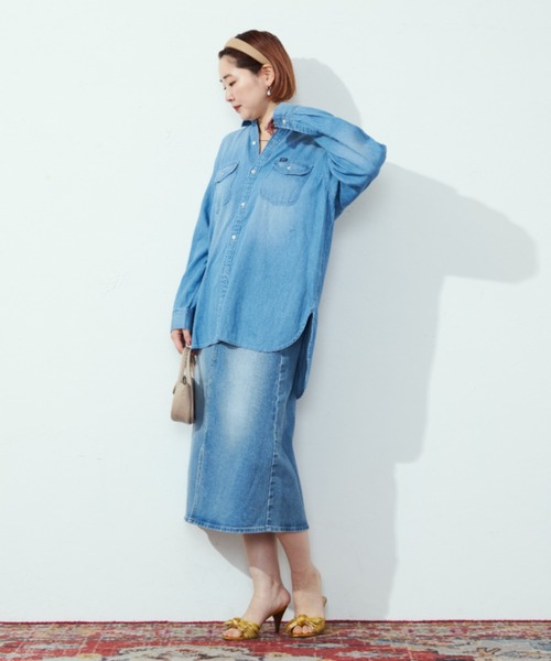 LEE 売れ筋商品|||リー シャツ トップス レディース Denim shirts Blue Lee ブラウス シャツ Lee/リー ルーズデニムワークシャツ