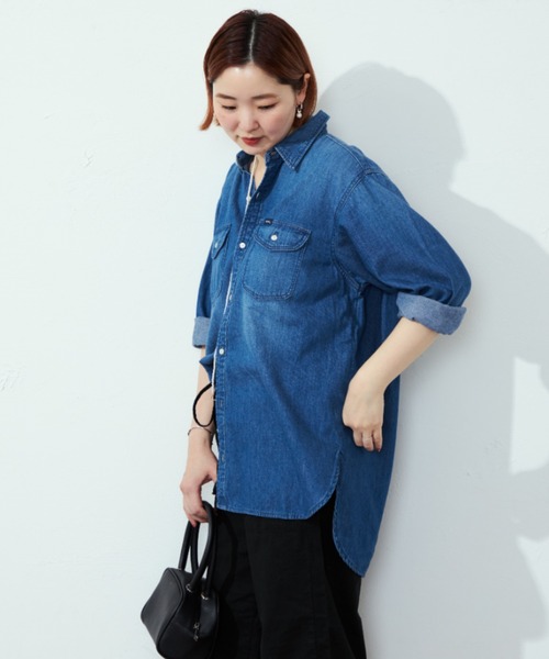 Lee ブラウス シャツ Lee/リー ルーズデニムワークシャツ