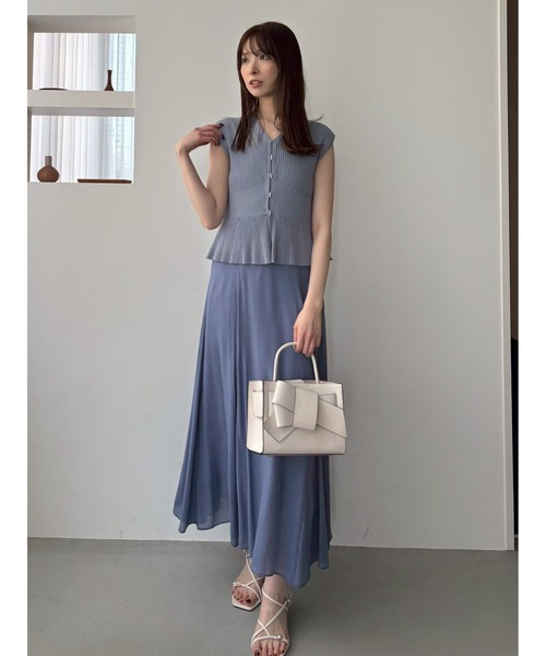 FRAY I.D ワンピース シアーリブノースリニットコンビフレア