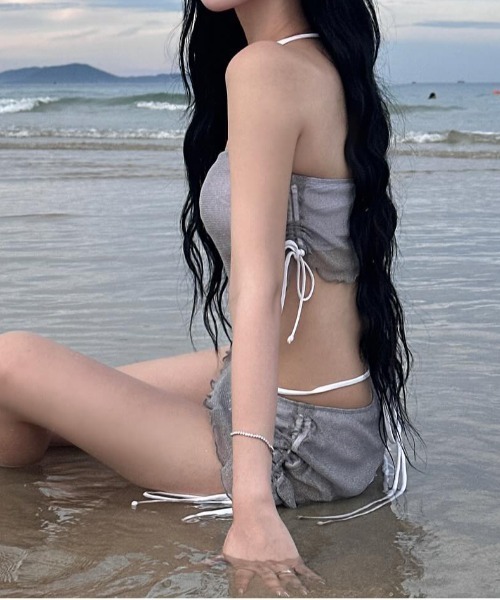 gossip!ロサンゼルス 水着 ギャザーリボント温泉水着3点セット Y2K