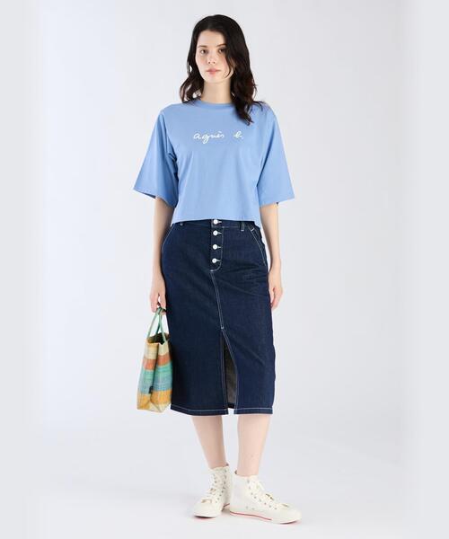 ロゴ コットン 五分袖 Tシャツ 