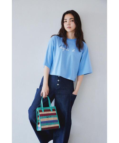 agnes b. tシャツ ロゴ コットン 五分袖 Tシャツ ”Yoko