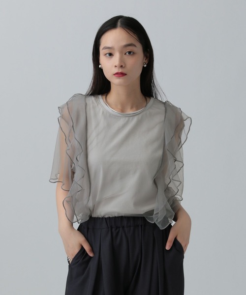 【美品】　ルルウィルビー　ギャザーレイヤーTシャツ　フリル LOULOU WILLOUGHBY】ギャザーレイヤーTシャツ|allureville