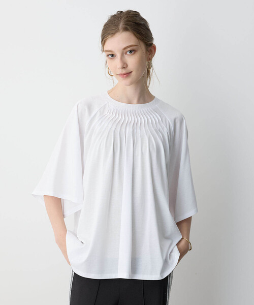 tシャツ M1876 タックデザインプルオーバー レディース LE SOUK HOLIDAY tシャツ 2025年春夏「接触冷感」EASY ELEGANCE