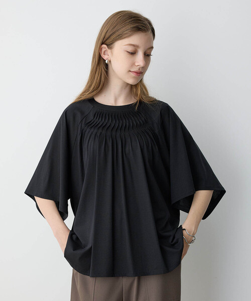 tシャツ ノーブルスムース バックシャンプルオーバー レディース AMERICAN HOLIC tシャツ 接触冷感スムースニュアンスロングプル