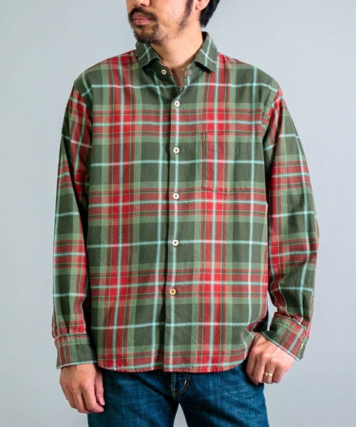 シャツ 「OMNIGOD mens / オムニゴッド」 コットンギャバチェック スプレッドカラーシャツ メンズ