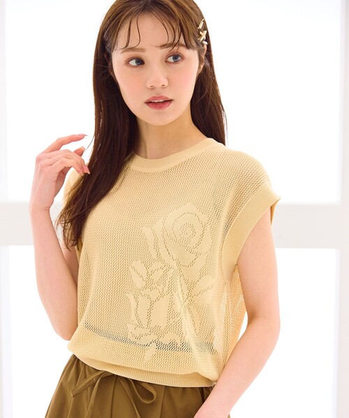 ニット セーター 「洗える」透かし編みニットトップス レディース