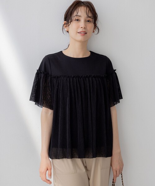 組曲（KUMIKYOKU） tシャツ プリーツコンビ5分袖 カットソー