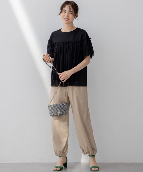 組曲（KUMIKYOKU） tシャツ プリーツコンビ5分袖 カットソー