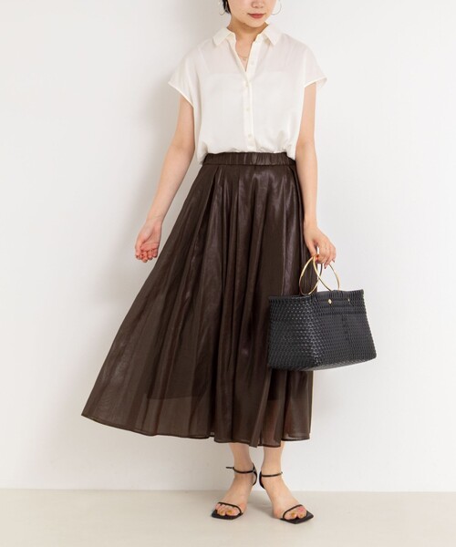 ブラウス シャツ 裾リブサテンシフォンフレンチシャツ レディース NOLLEY'S ブラウス シャツ 裾リブサテンシフォンフレンチシャツ