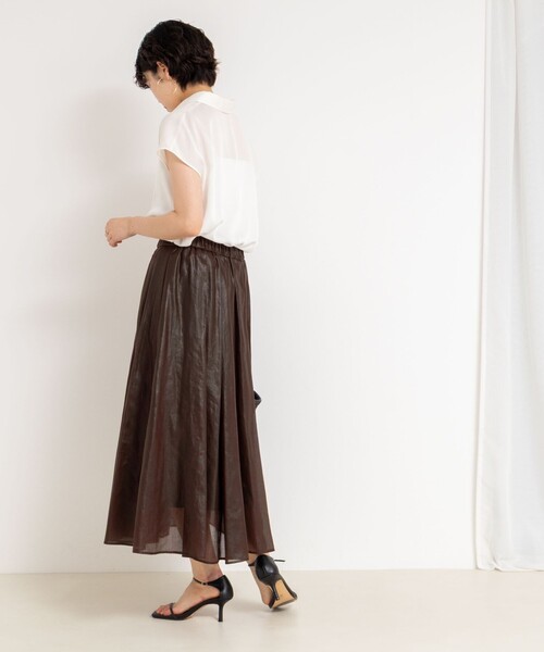 NOLLEY'S ブラウス シャツ 裾リブサテンシフォンフレンチシャツ