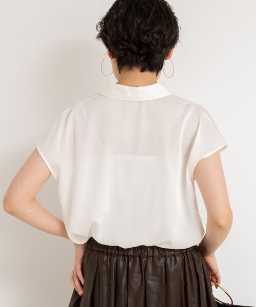 NOLLEY'S ブラウス シャツ 裾リブサテンシフォンフレンチシャツ