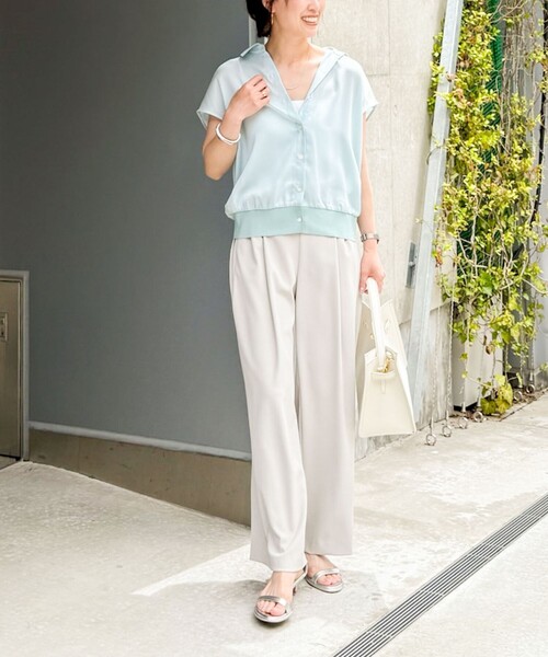 ブラウス シャツ 裾リブサテンシフォンフレンチシャツ レディース NOLLEY'S ブラウス シャツ 裾リブサテンシフォンフレンチシャツ